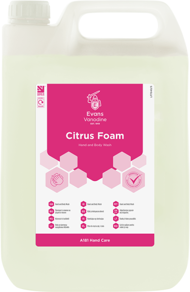 Citrus-Foam-5lt-A181EEV2 Evans Vanodine Citrus Foam Hand & Body Wash 5 ltr