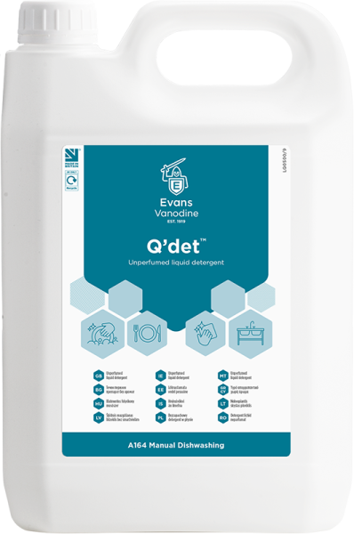 Q-det-5lt-A164EEV2 Evans Vanodine Q-Det Unperfumed Detergent 5 ltr