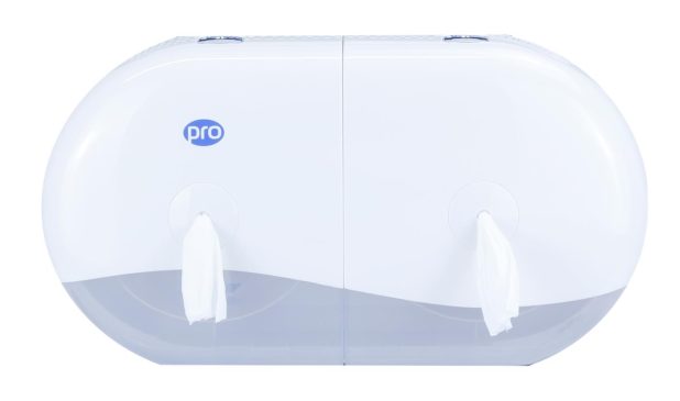 PRO Twin Mini Centrefeed Toilet Tissue Dispenser White