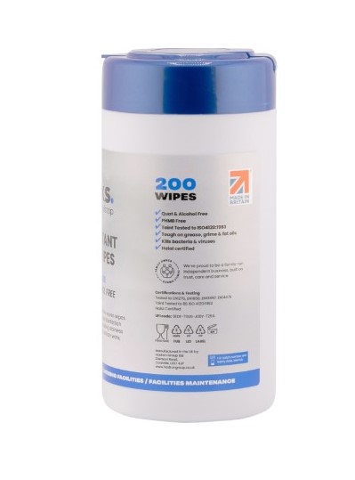 19 Works Disinfectant Probe Wipes Alcohol Free 200 Tub