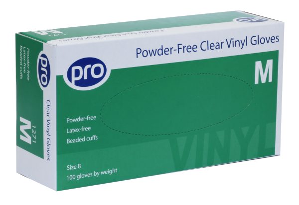 1270 box 2 Pro Powder-Free Clear Vinyl Gloves Extra-Large