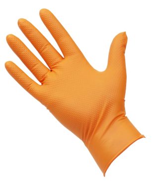 Pro Diamond Grip Orange Nitrile Gloves Small