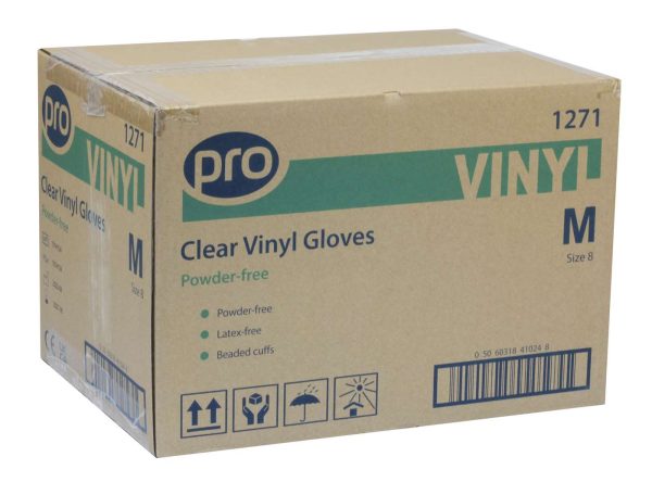 8737 Pro Powder-Free Clear Vinyl Gloves Extra-Large