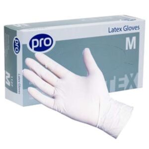 PRO White Latex Gloves Powder-Free Medium