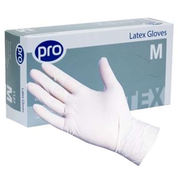 PRO White Latex Gloves Powder-Free Medium