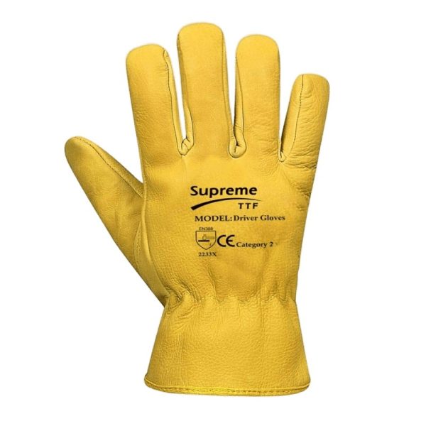 supreme-ttf-cowhide-leather-driving-gloves-1(1) Supreme TTF DG-YCG Lined Yellow Leather Drivers Gloves