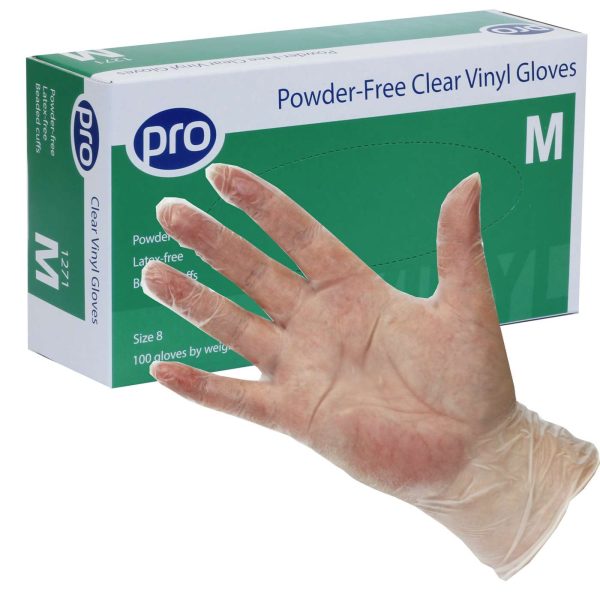 vinyl-clear-box-hand-scaled Pro Powder-Free Clear Vinyl Gloves Extra-Large