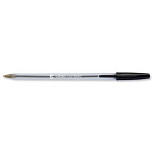 Clear Ball Pen Medium 1.0mm Tip 0.4mm Line Black Pack 50