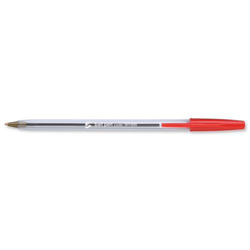 584b8663-d92d-4329-b3db-d8d8ad9b7365 Clear Ball Pen Medium 1.0mm Tip 0.4mm Line Red Pack 50