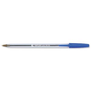 Clear Ball Pen Medium 1.0mm Tip 0.4mm Line Blue Pack 50