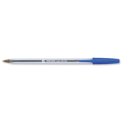 ef95d475-f1a9-497d-8930-792cadc9c211 Clear Ball Pen Medium 1.0mm Tip 0.4mm Line Blue Pack 50