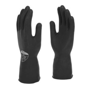 Jet 31cm Heavy Duty Black Natural Rubber Flock Lined Glove
