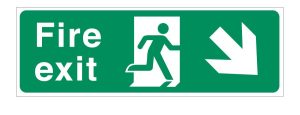 Fire Exit Arrow Down Right F/P Sign 150 x 450mm