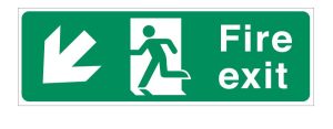 Fire Exit Arrow Down Left F/P Sign 150 x 450mm