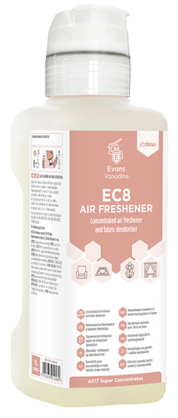 Evans Vanodine EC8 Air Freshener and Fabric Deodoriser 4 x 1 Ltr